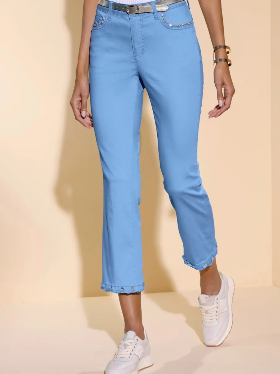 Jean 7/8 mélange coton et lyocell avec détails brillants