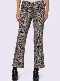 Jean 7/8 à motif léopard avec jambes légèrement évasées