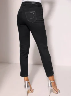 Jean 5 poches avec broderie et strass brillants