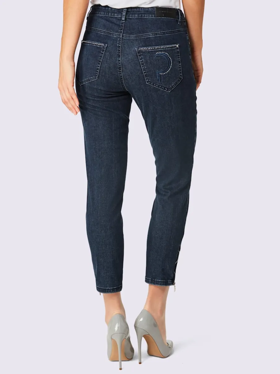 Jean 5 poches avec broderie et strass brillants