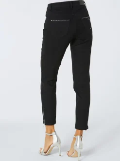 Jean 5 poches avec broderie et strass brillants