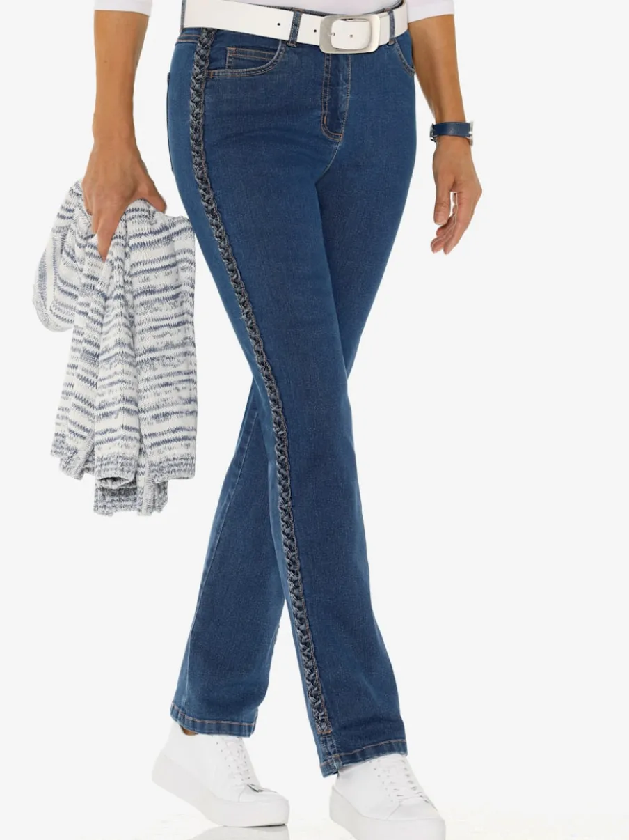 Jean 5 poches avec tressage sur les coutures latérales