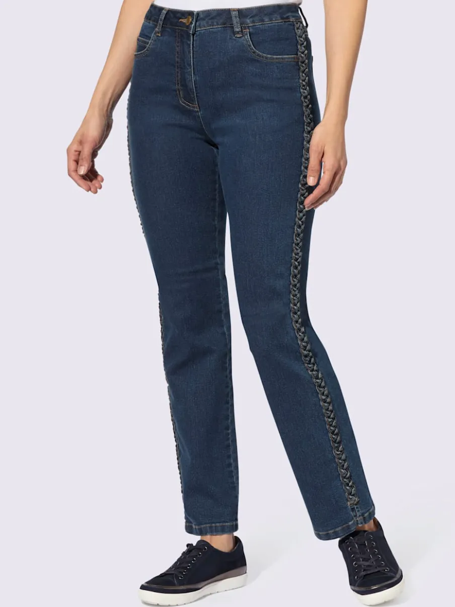 Jean 5 poches avec tressage sur les coutures latérales