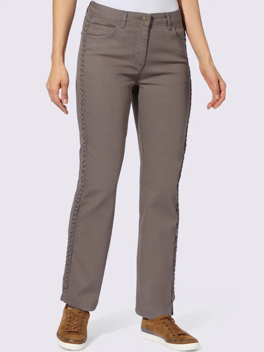 Jean 5 poches avec tressage sur les coutures latérales