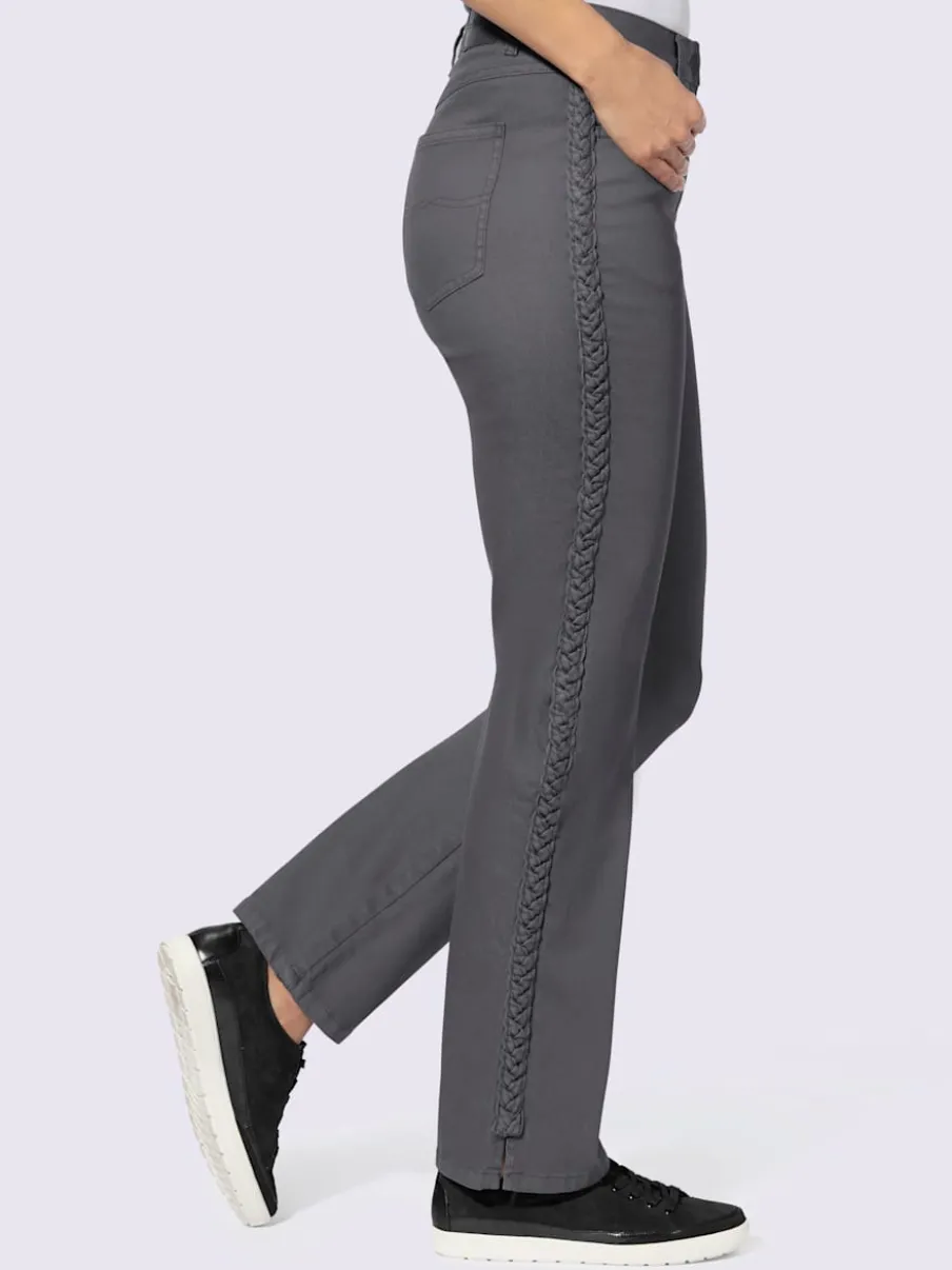 Jean 5 poches avec tressage sur les coutures latérales