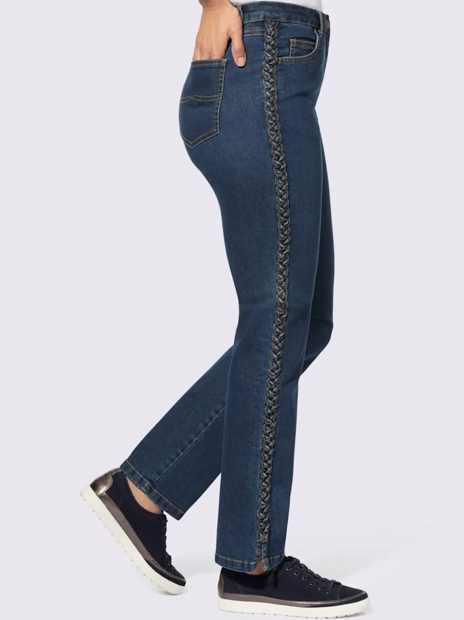 Jean 5 poches avec tressage sur les coutures latérales