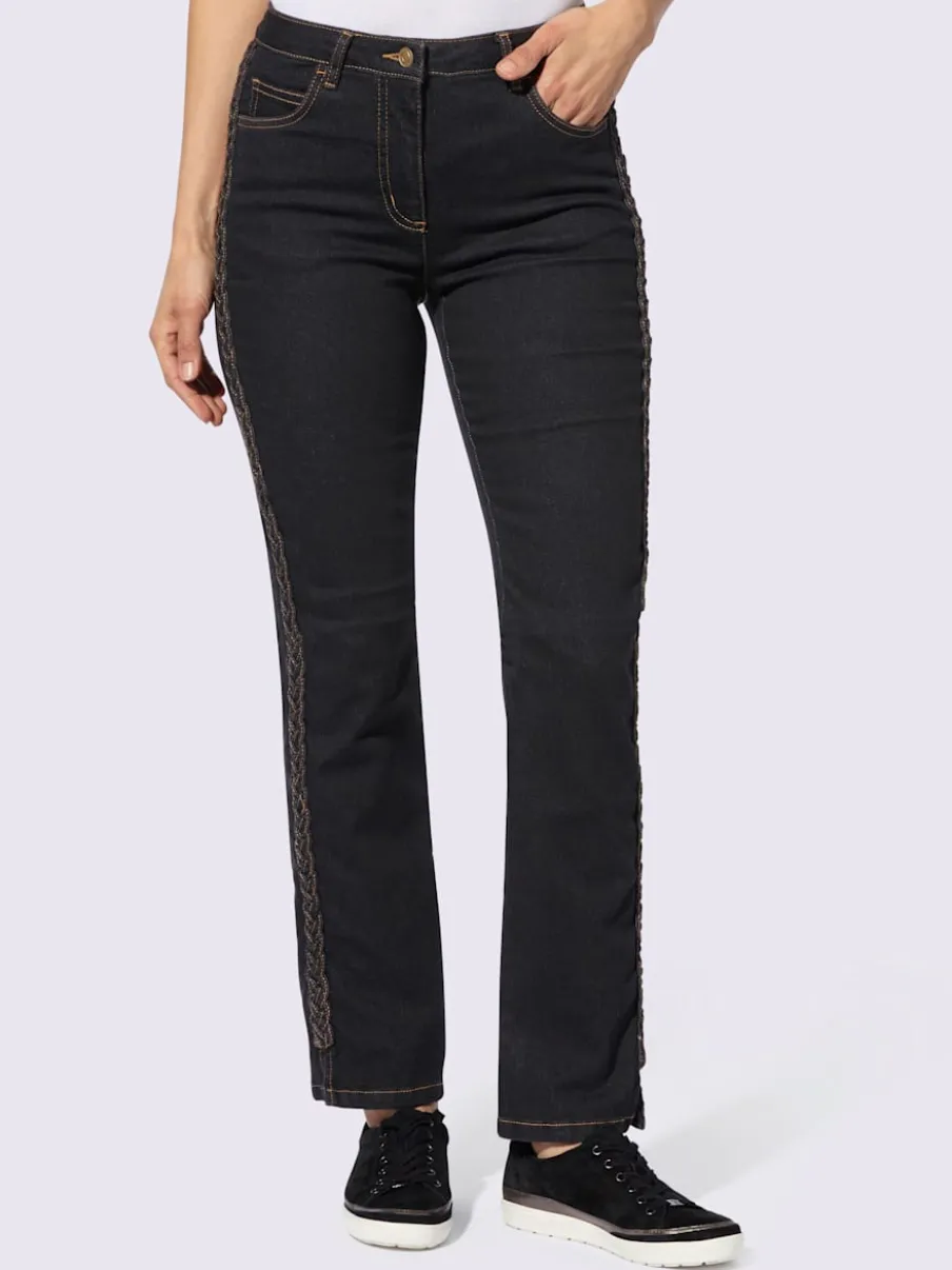 Jean 5 poches avec tressage sur les coutures latérales
