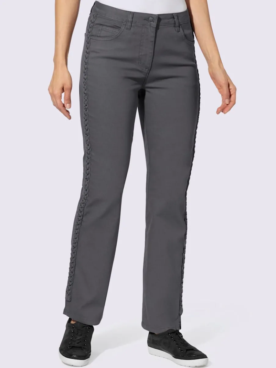 Jean 5 poches avec tressage sur les coutures latérales