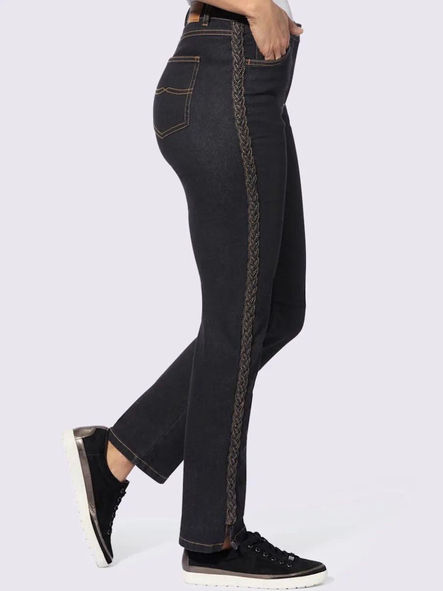 Jean 5 poches avec tressage sur les coutures latérales