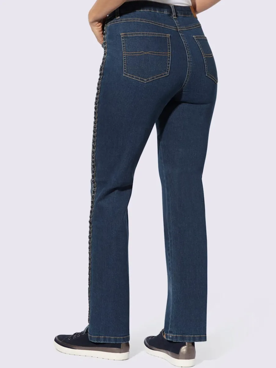 Jean 5 poches avec tressage sur les coutures latérales