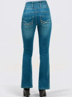 Jean 5 poches à ceinture haute trois boutons
