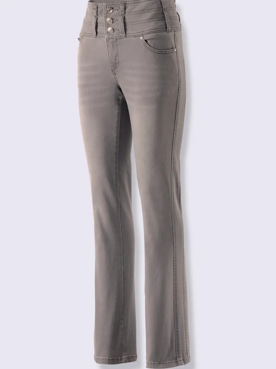 Jean 5 poches à ceinture haute trois boutons