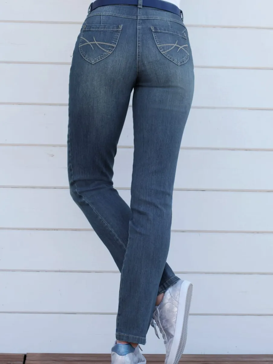 Jean 5 poches à effet délavé avec stretch extensible