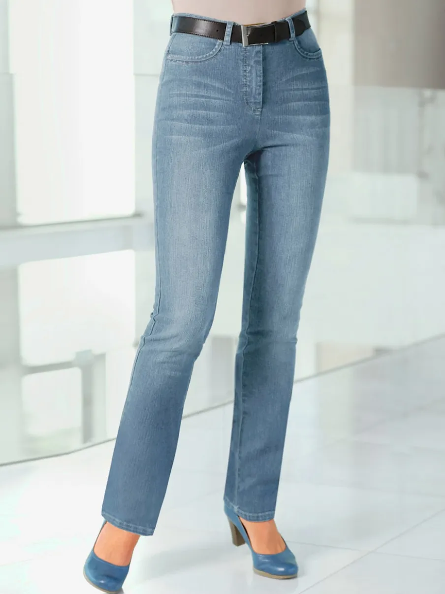 Jean 5 poches à effet délavé avec stretch extensible
