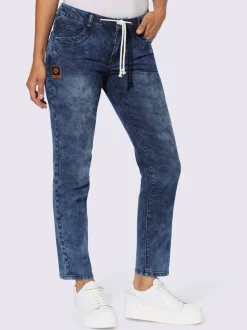 Jean 5 poches en coton avec ceinture ajustable intégrée