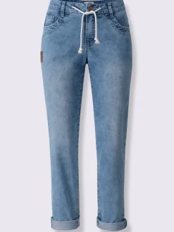 Jean 5 poches en coton avec ceinture ajustable intégrée