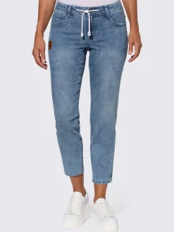 Jean 5 poches en coton avec ceinture ajustable intégrée