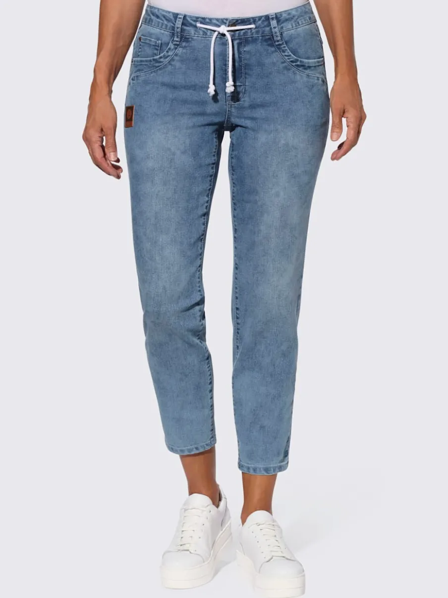 Jean 5 poches en coton avec ceinture ajustable intégrée