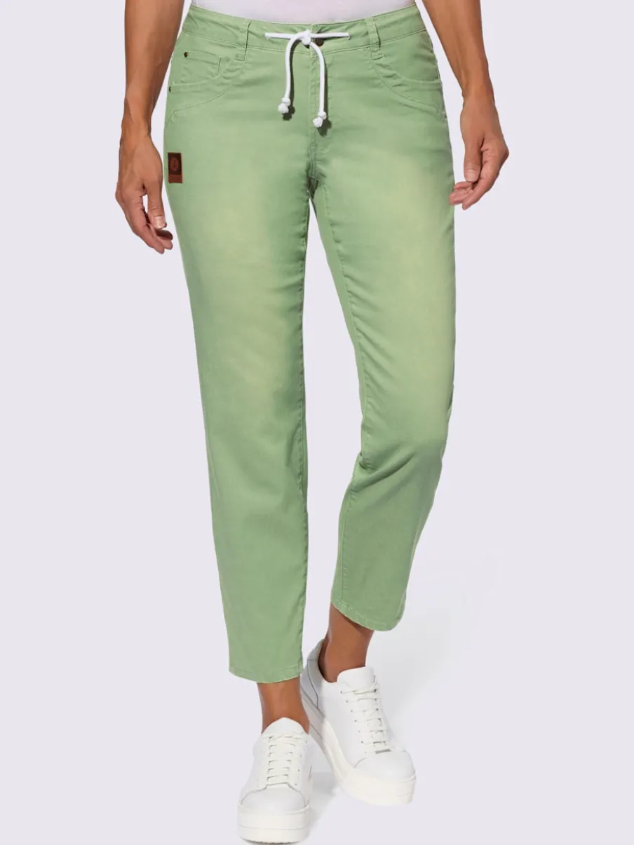 Jean 5 poches en coton avec ceinture ajustable intégrée