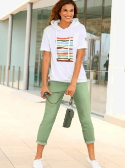 Jean 5 poches en coton avec ceinture ajustable intégrée