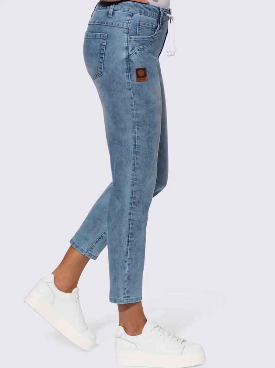 Jean 5 poches en coton avec ceinture ajustable intégrée