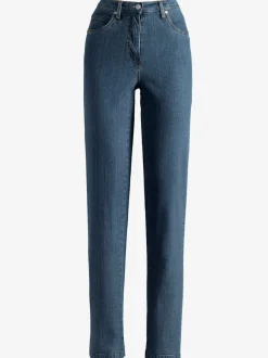 Jean 5 poches en coton extensible avec coutures contrastées