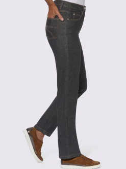 Jean 5 poches en coton extensible avec coutures contrastées