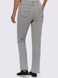 Jean 5 poches en coton extensible avec coutures contrastées