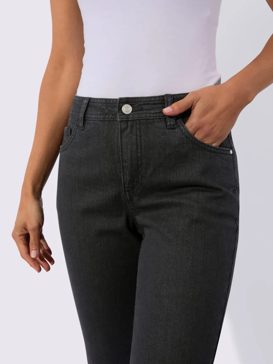 Jean 5 poches en coton stretch indéformable à fermeture éclair