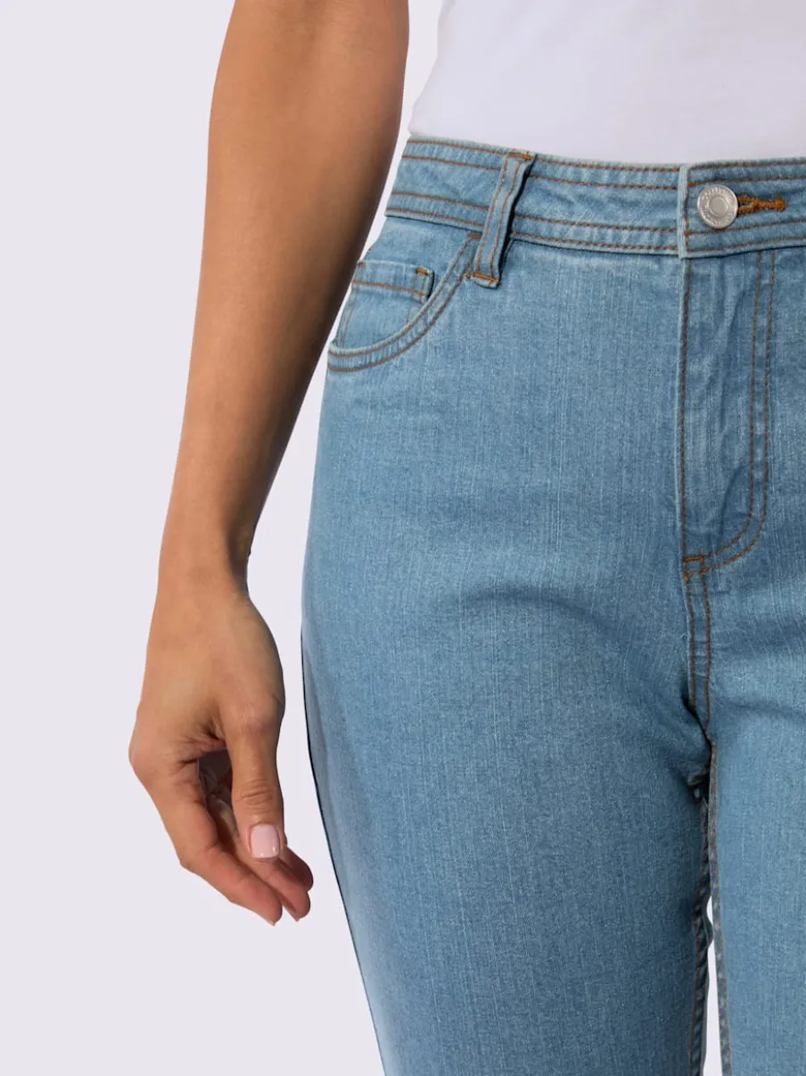 Jean 5 poches en coton stretch indéformable à fermeture éclair