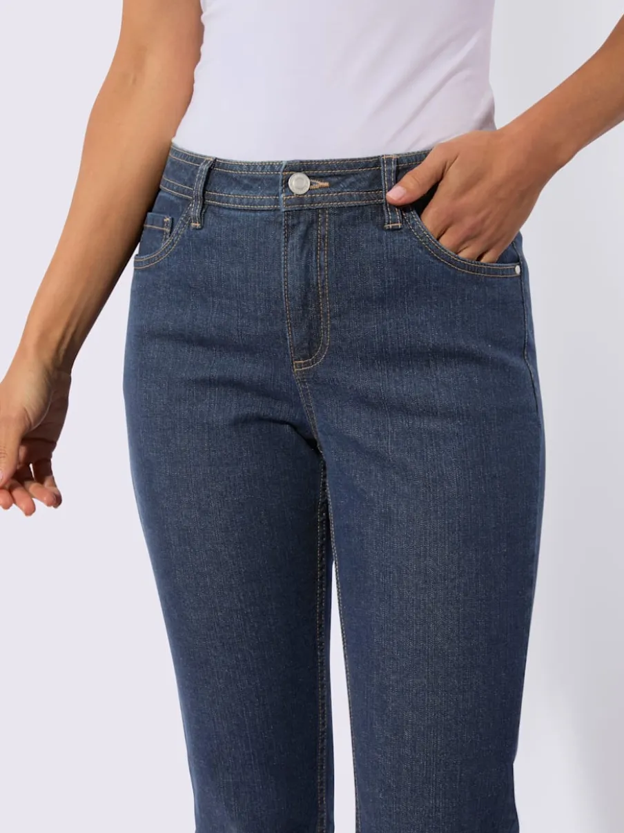 Jean 5 poches en coton stretch indéformable à fermeture éclair