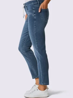 Jean 5 poches en denim doux avec ceinture à coulisse