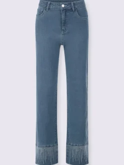 Jean 5 poches en mélange de coton et lyocell avec détails brillant