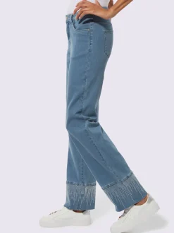Jean 5 poches en mélange de coton et lyocell avec détails brillant