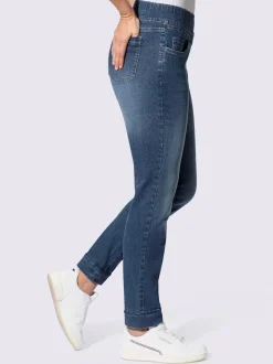 Jean 5 poches extensible ceinture élastique avec bords-côtes