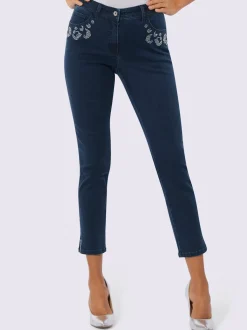 Jean 5 poches ultra-extensible avec détail léopard et confort