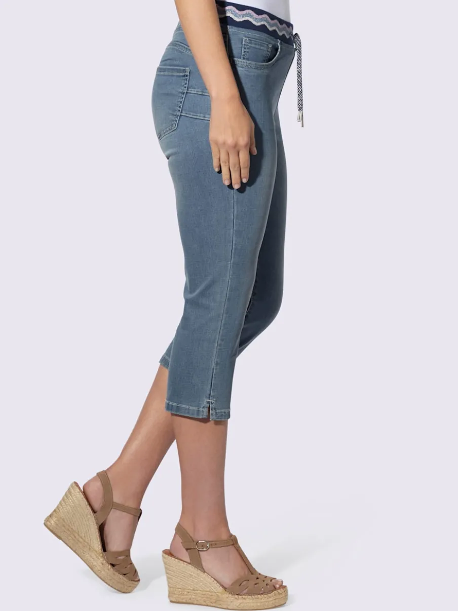 Jean push-up 5 poches avec ceinture élastique à motifs