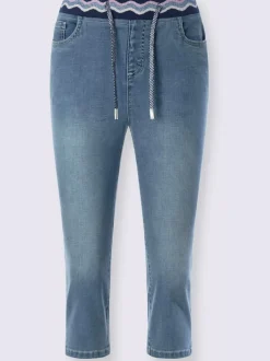 Jean push-up 5 poches avec ceinture élastique à motifs