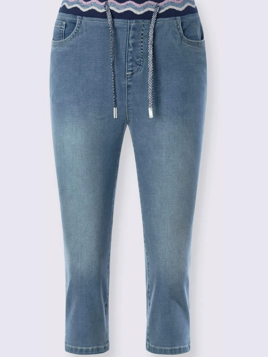 Jean push-up 5 poches avec ceinture élastique à motifs