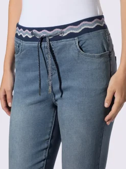 Jean push-up 5 poches avec ceinture élastique à motifs