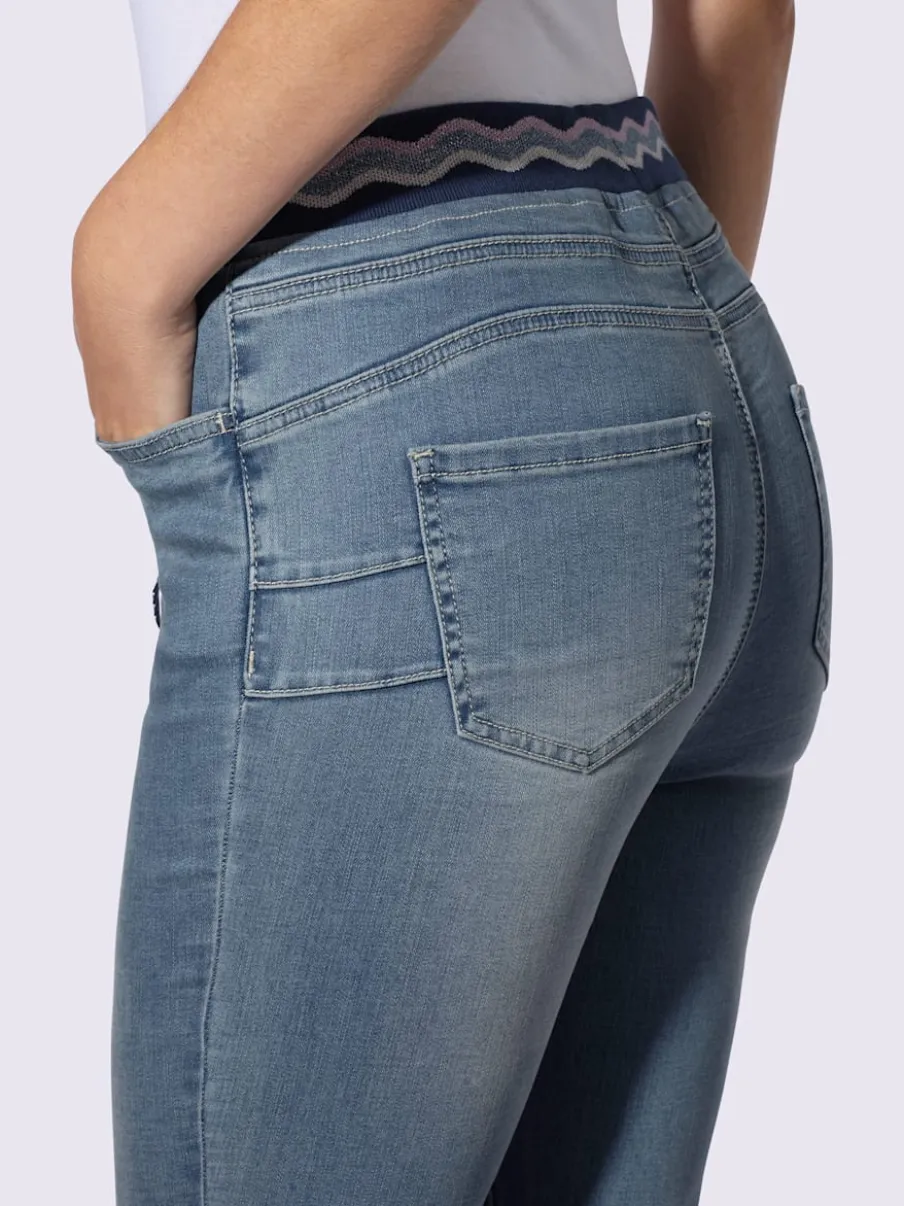 Jean push-up 5 poches avec ceinture élastique à motifs