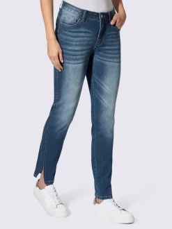 Jean push-up 5 poches avec pierres décoratives et fentes