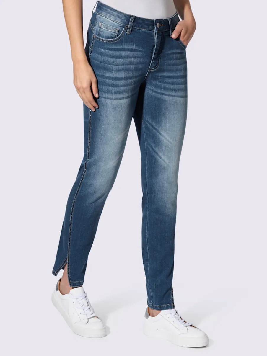 Jean push-up 5 poches avec pierres décoratives et fentes