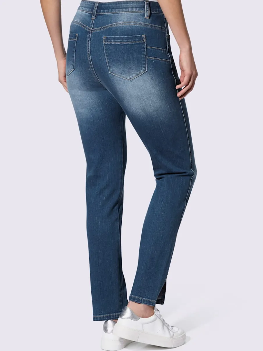 Jean push-up 5 poches avec pierres décoratives et fentes