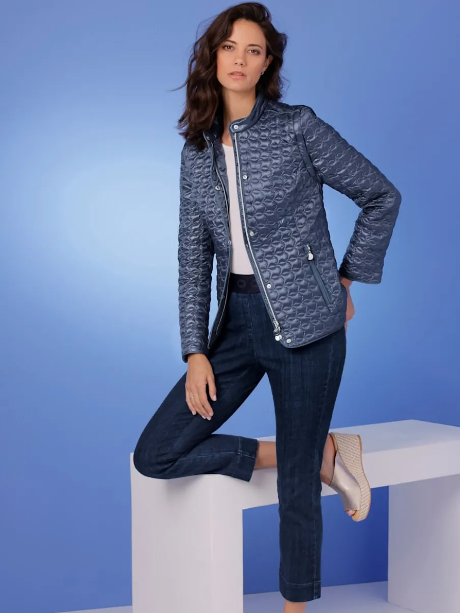 Jean raccourci en mélange coton et lyocell avec ceinture élastique