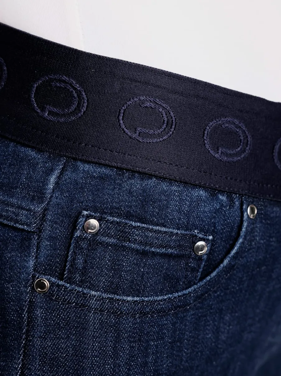 Jean raccourci en mélange coton et lyocell avec ceinture élastique
