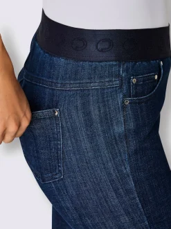 Jean raccourci en mélange coton et lyocell avec ceinture élastique
