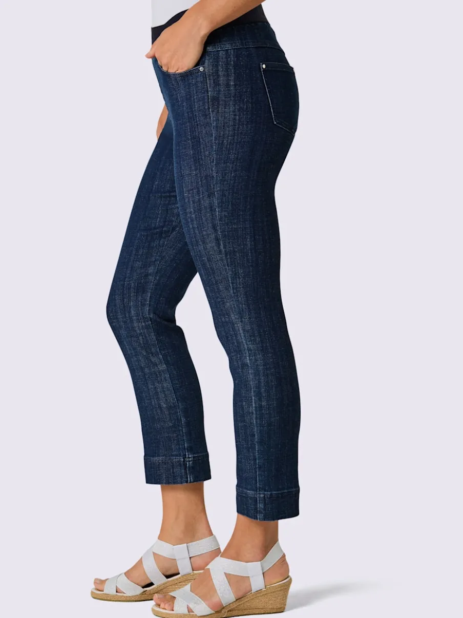 Jean raccourci en mélange coton et lyocell avec ceinture élastique