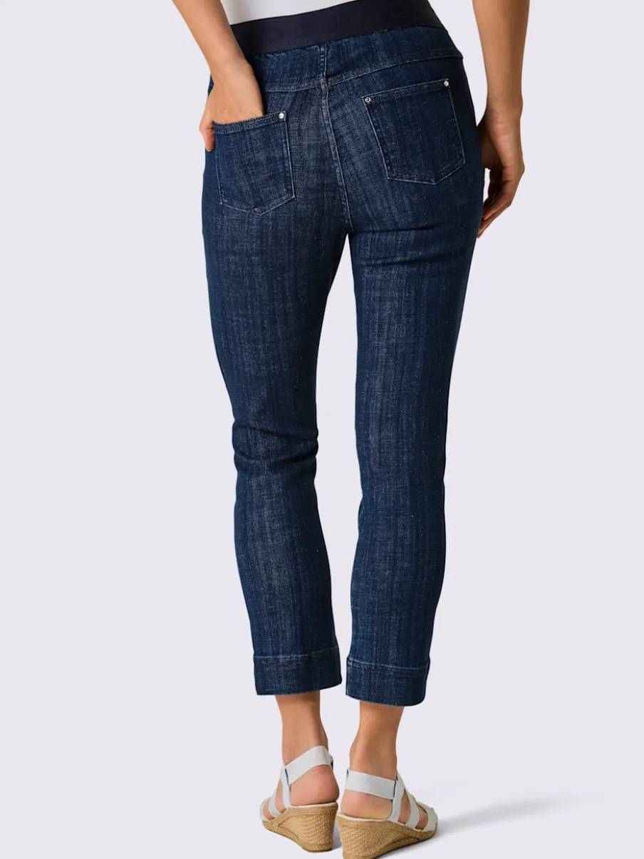Jean raccourci en mélange coton et lyocell avec ceinture élastique