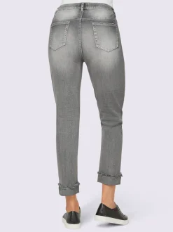 Jean 7/8 à revers fixe avec cinq poches extensibles